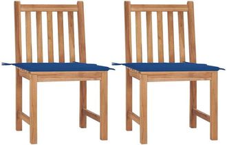 vidaXL Sillas De Jard&iacute;n 2 Unidades Madera Maciza De Teca Con Cojines Vidaxl
