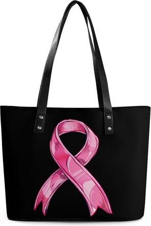Generic Satin Ribbon Breast Cancer Tote Bags for Women Cute Shoulder Purses Handbags