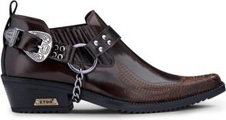 Infinity Leather Mens Brown Eagle Cuban Heel Leather Cowboy Shoes