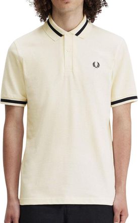 Fred Perry Mens Light Oyster Polo Shirt - Beige Cotton - Size Medium