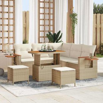 vidaXL Vidaxl - Conjunto De Sof&aacute; De Jard&iacute;n Con Coj&iacute;n 8 Pcs Beige Polirat&aacute;n