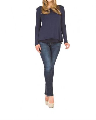 Papillon Georgette Lined Sweater With Split Back In Navy