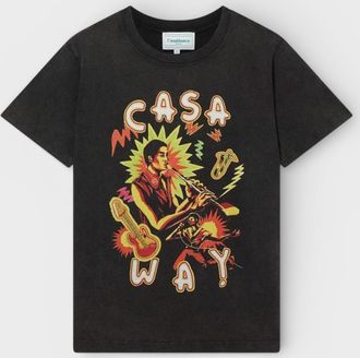 Casablanca Mens Music For The People Printed T-Shirt Faded Black Cotton - Size X-Large