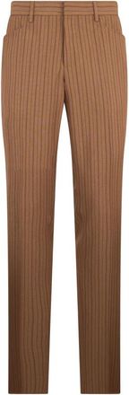 Moschino High-waist Slim Broeken - Heren - Slim Fit Broeken - Bruin - M - Wol - Broeken