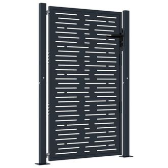 Berkfield Home Garden Gate Anthracite 105x155 cm Steel Square Design in Dark Grey