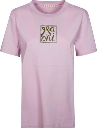 Marni Lavender Olive Graphic Logo T-Shirt