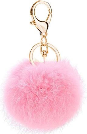 Generic Key Chain Key Ring Accessory,Fluffy Keychain,Artificial Fur Ball Cute Cat Ears Keychain Pendant Women Key Ring Holder Pompoms Key Chains Pink Useful a