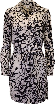 Diane Von Fürstenberg Diane Von Furstenberg Prita Printed Shirt Dress in White Silk