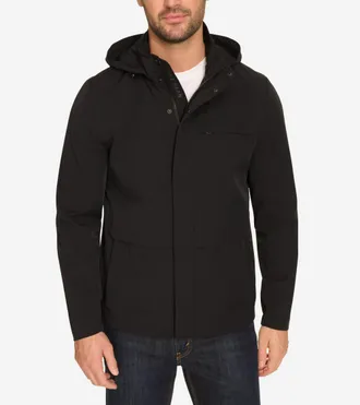 Cole Haan Mens Hooded Rain Parka - Black Size Medium