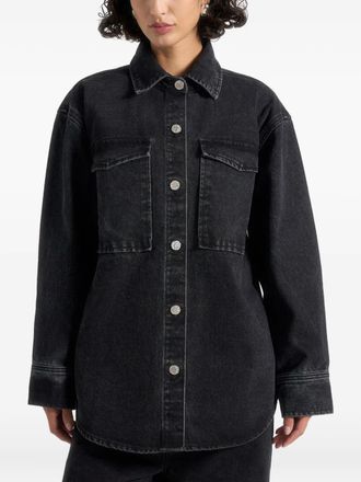 Mani&egrave;re De Voir oversized denim shirt - women - Cotton/Polyester - 16 - Black