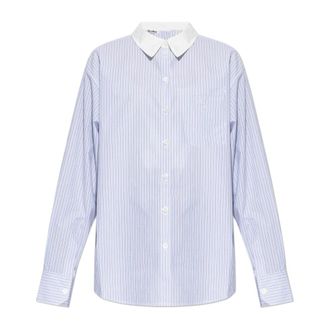 Acne Studios Overhemden, Dames, Blauw, M, Katoen, Stripe Button-up Shirt