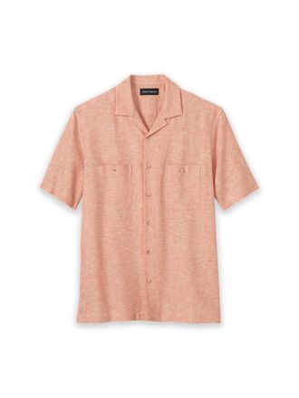 Paul Fredrick Slim Fit Linen Blend Solid Casual Shirt