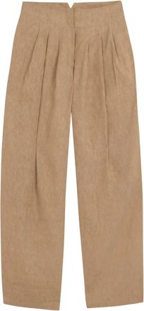 Cortana Odel Wide Broeken - Dames - Wijde Broeken - Beige - XL - Linnen - Broeken