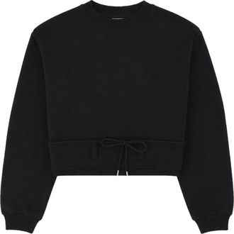 Dries Van Noten Cropped Drawstring Hem Cotton Sweatshirt