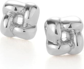 JENNY BIRD Mini Woven Square Earrings in High Polish Silver at Nordstrom