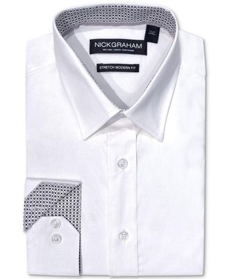 Nick Graham Dress Shirt MensWhite Poplin Long Sleeve FTS220