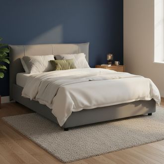 Dmora Dmora - Cama Matrimonial Ddaiv, Cama Contenedor Con Revestimiento De Tela, 100% Made In Italy, Apertura Frontal, Con Colch&oacute;n De 160x190 Cm Incluido, G
