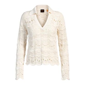 HUGO BOSS Dames, Truien, Beige, Maat: S Katoen