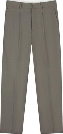 Olaf Hussein Broeken, Heren, Bruin, L, Regular Wool Pleated Broeken