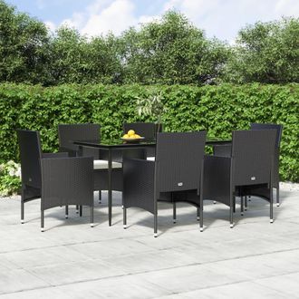 vidaXL Juego De Comedor De Jard&iacute;n 7 Piezas Con Cojines Negro Vidaxl