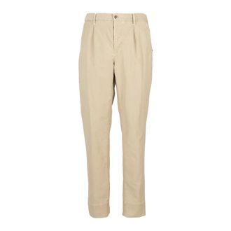 Incotex Chinos, male, Brown, W34, Elastic Tricot Cotton Trousers with Pleats