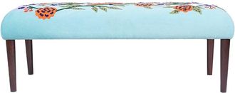 LR Home Lr Home Dahlia Velvet Bird Embroidered Handmade Accent Bench