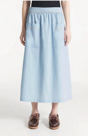 Le Mont St Michel Justa Pleated Skirt In Blue