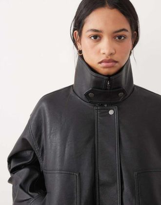 Abercrombie & Fitch giacca bomber con collo alto nera-Nero