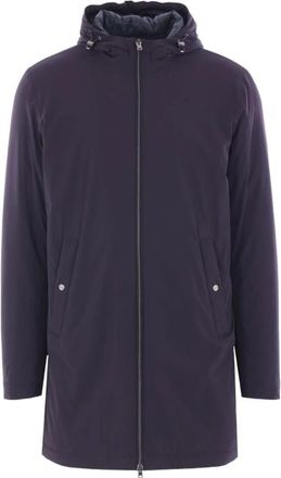 Herno Blauwe Rits Hoodie Jas - Heren - Mantel - Blauw - M - Spandex - Jassen