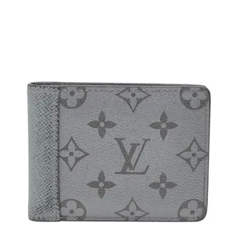 Louis Vuitton Taigarama Silver Leather Wallet (Bi-Fold) (Pre-Owned)
