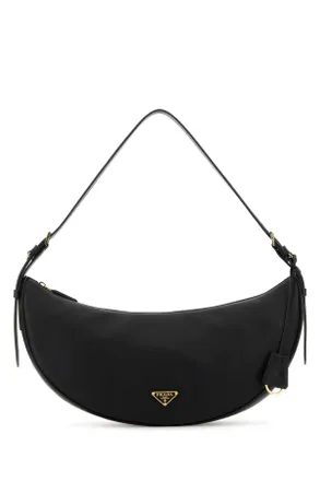 Prada Black Leather Large Prada Demi Lune Crossbody Bag