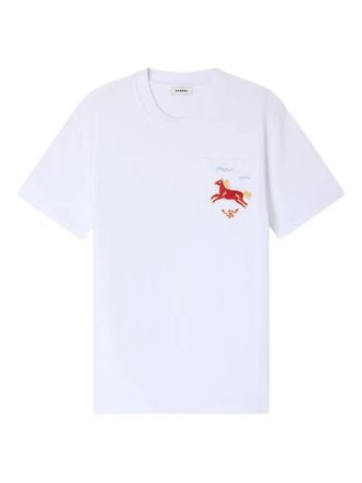 Sandro embroidered chest-pocket T-shirt - men - Cotton - M - White