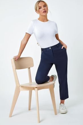 Roman Cotton Ankle Grazer Tapered Trousers