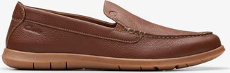 Clarks Mens Flexway Step Light Brown Lea Shoes - Size UK 10.5