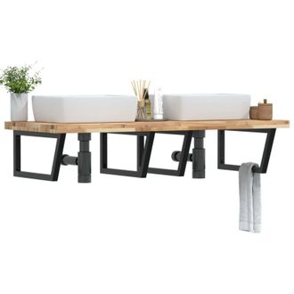 vidaXL Estante De Lavabo De Pared Acero Y Madera Maciza De Acacia Vidaxl