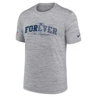 Nike New England Patriots Rivalries Collection Sideline Velocity Nike Mens Dri-FIT NFL T-Shirt in Grey | 02ER07R8K-DDB
