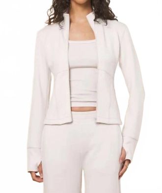Vintage Havana Cloud Fleece Slim Fit Zip Up Jacket In White