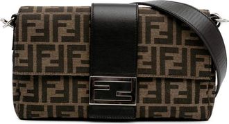 Fendi Pre-owned Shoulder Bags, female, Brown, Size: ONE SIZE Pre-owned Stylish Jacquard Bag with Adjustable Strap and Metal Hardware