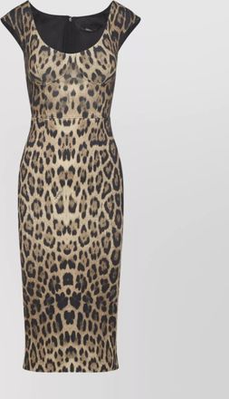 Roberto Cavalli animal print midi dress with cap sleeves