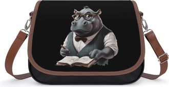 Generic Mathematician Hippo Crossbody Bag Womens Handbag PU Message Bags Shoulder Purse with Adjustable Strap