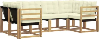 vidaXL Conjunto De Sof&aacute;s De Exterior 6 Uds. Blanco Y Crema Vidaxl