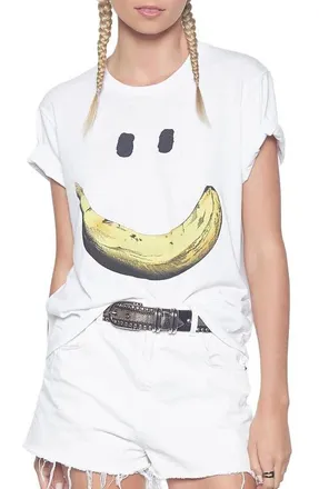 Lauren Moshi Croft Happy Banana Top in White at Nordstrom, Size X-Small