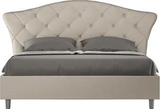 Les Tendances Les Tendances - Letto Matrimoniale Rivestito In Similpelle - Langre - Colore: Tortora - Tipologia Letto: Alzata Doppia - Dimensione Rete: 160x200