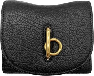Burberry Black Leather Metal Wallet (Tri-Fold) (Pre-Owned)
