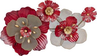 Beliani Beliani - Decoraci&oacute;n De Pared De Metal Rojo Dorado 88 X 45 Cm Geom&eacute;trico Floral Scandium