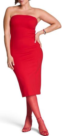 Spanx Strapless Ponte Midi Dress in Spanx Red at Nordstrom, Size X-Large