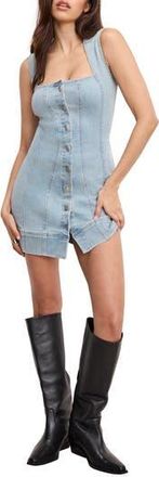 Good American Button-Up Power Stretch Denim Minidress in Indigo910 at Nordstrom Rack, Size 4X-Large
