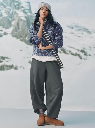 Twik Womens Fleece barrel-leg pant