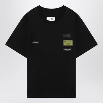 Maison Margiela Black Cotton T Shirt With Label Details