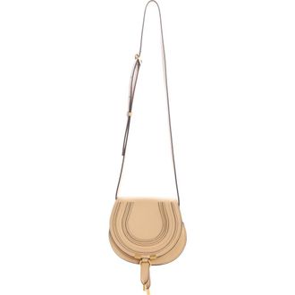Chlo&eacute; Small Marcie Leather Crossbody Bag in Petal Beige at Nordstrom